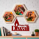 Personalized Diwali Photo Frame in elegant wooden design showcasing festive family moments.